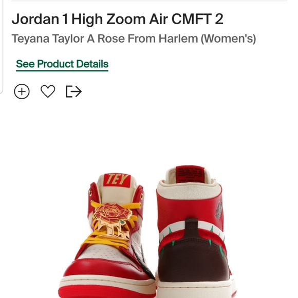 TEYANA TAYLOR X WMNS AIR JORDAN 1 HIGH ZOOM COMFORT 2 'A ROSE FROM HARLEM - Picture 6 of 9